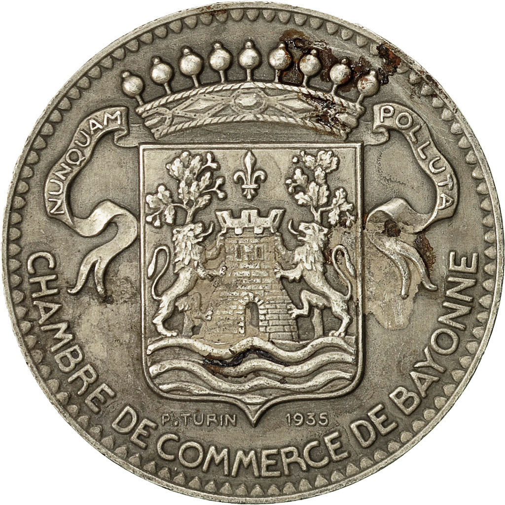 France, Token, Chambre de Commerce de Bayonne, 1935, Turin, MS(60-62), Silver