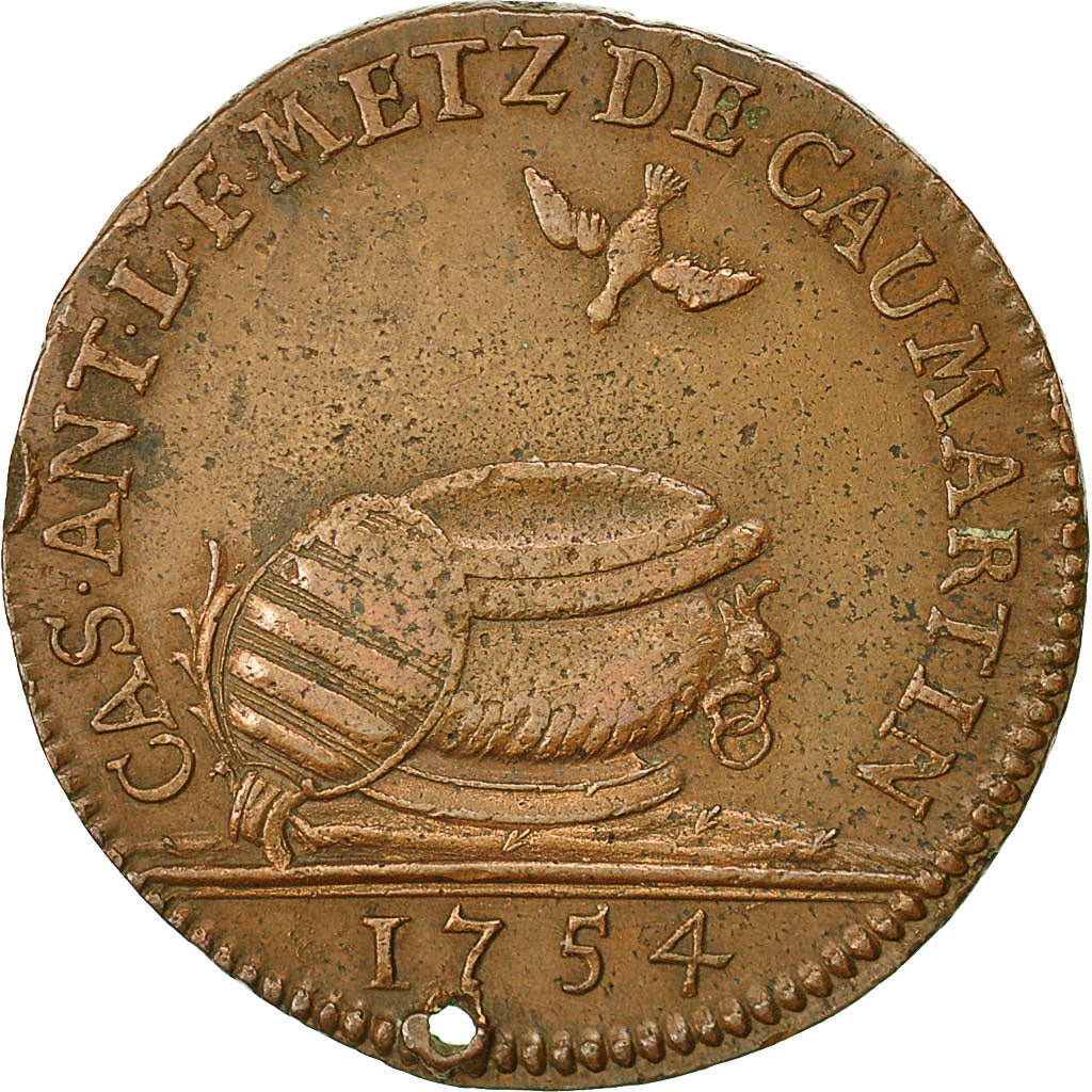 France, Token, Cité de Metz, Intendant Caumartin, 1754, AU(50-53), Copper