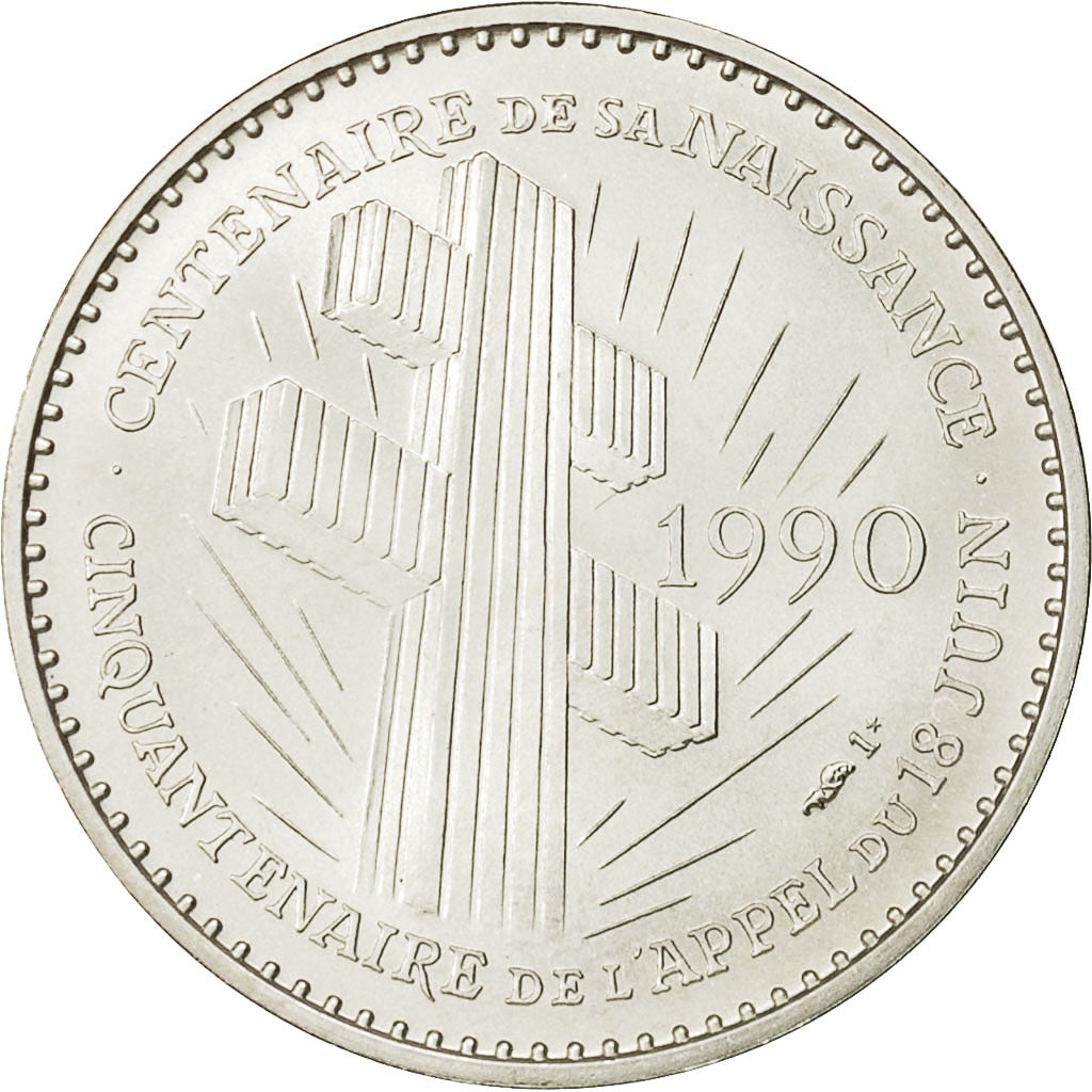 Francja, Medal, 100e anniversaire de la naissance de Charles de Gaulle, 1990
