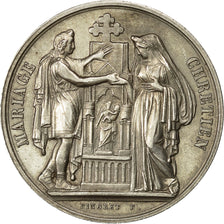 France, Medal, Mariage Chrétien, 1987, Pingret, MS(60-62), Silver