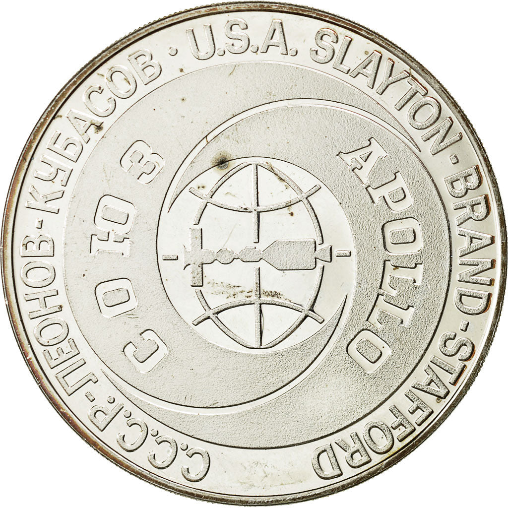 France, Medal, Espace, Apollo Soyuz, 1975, MS(63), Silver