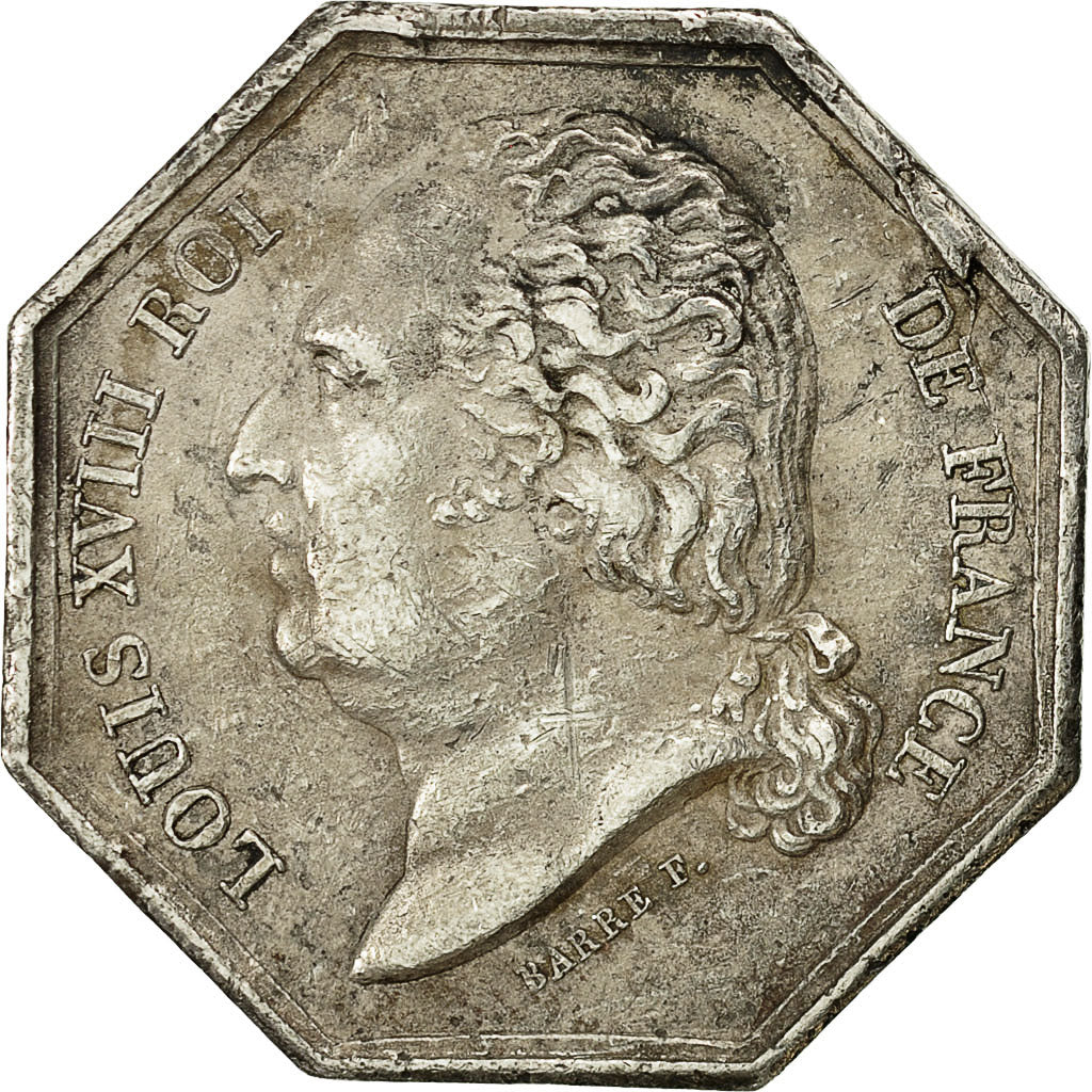 France, Token, Louis XVIII, Les Assurances Générale, Paris, 1818, Caqué