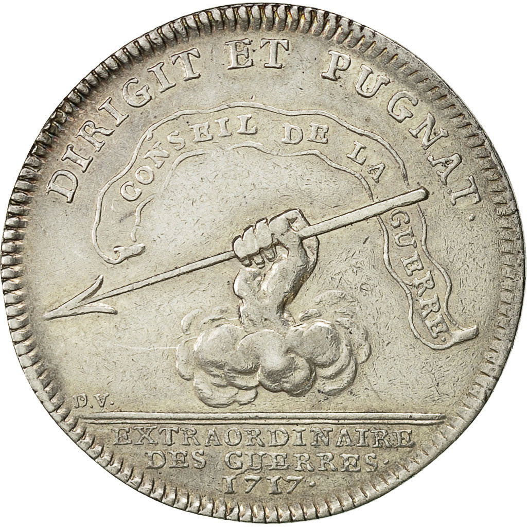 France, Jeton, Extraordinaire des Guerres, 1717, SUP+, Argent, Feuardent:759
