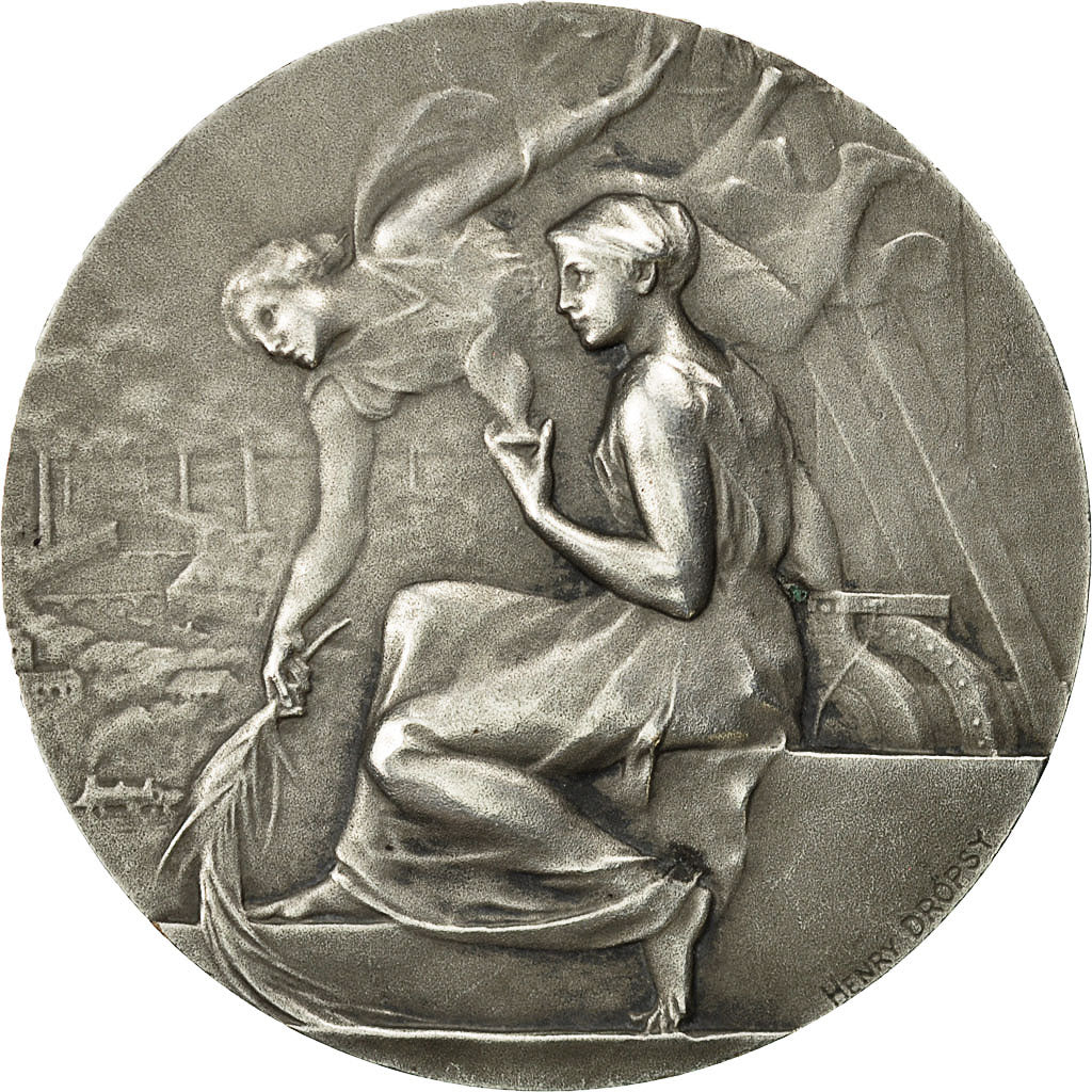 Frankreich, Medal, Cours Professionnels Tourcoing, Dropsy, VZ, Silvered bronze