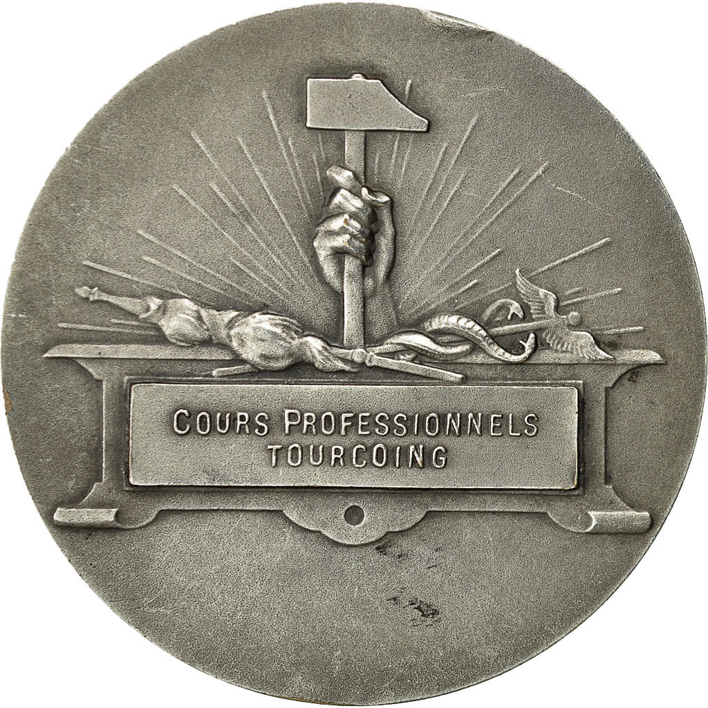 Frankreich, Medal, Cours Professionnels Tourcoing, Dropsy, VZ, Silvered bronze