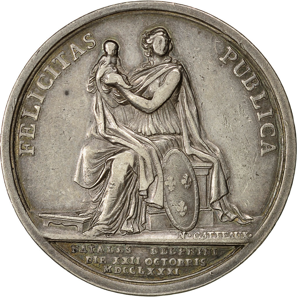 France, Medal, Louis XVI, Naissance du Dauphin, 1781, Gatteaux, AU(55-58)