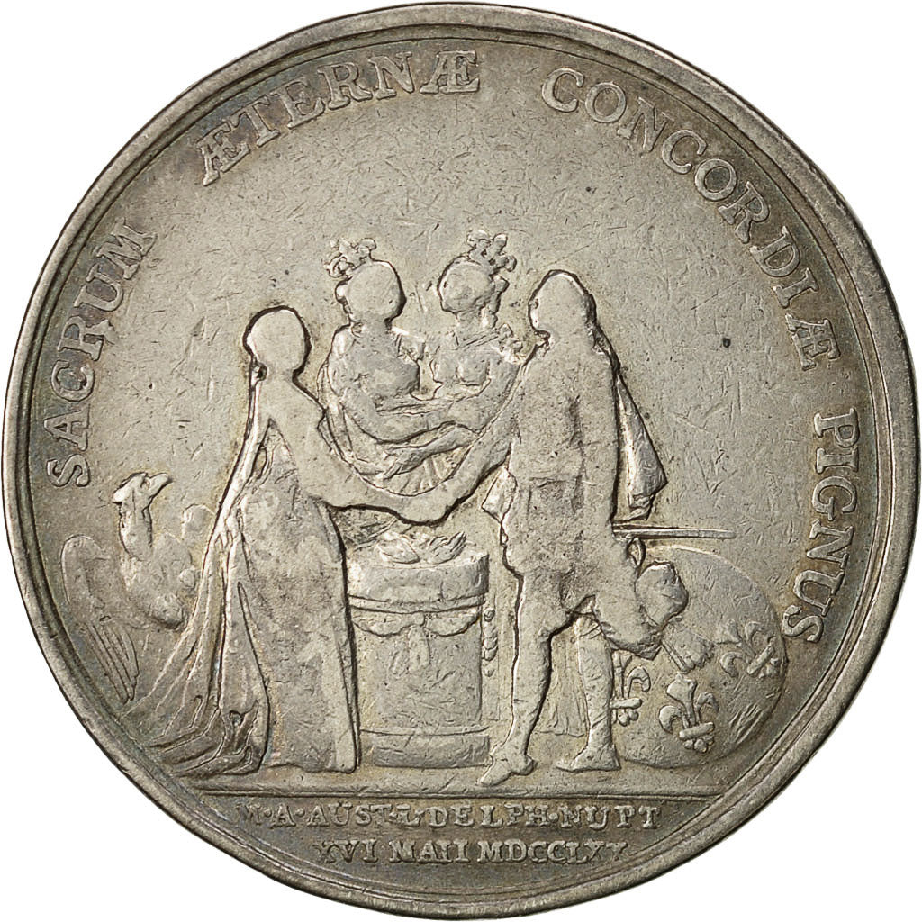 France, Medal, Mariage de Marie Antoinette et Louis XVI, 1770, EF(40-45), Silver