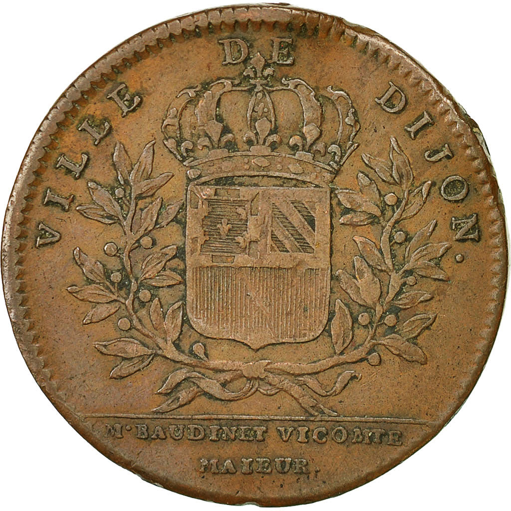 France, Token, Maires de Dijon, Baudinet, History, 1722, EF(40-45), Copper