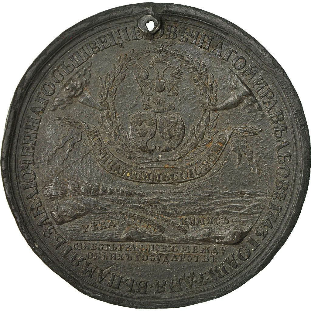 Russia, Medal, Elizabeth, Paix avec la Suède, 1743, VF(20-25), Cyna