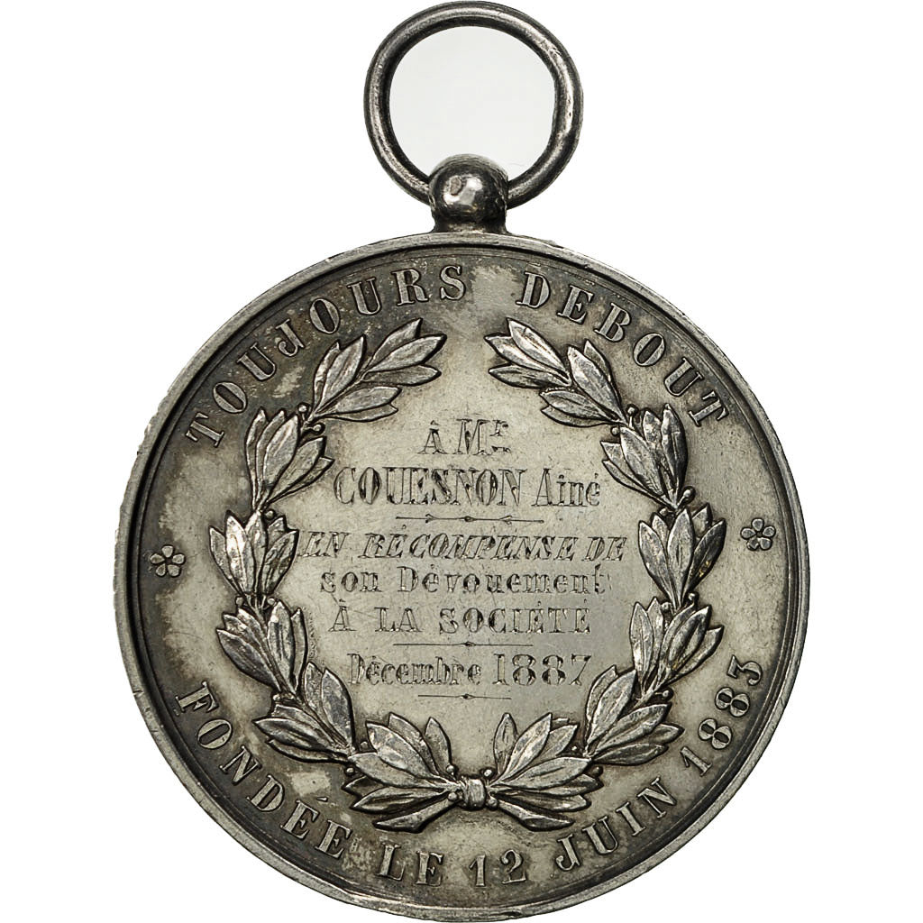 France, Medal, Le Drapeau, Société de Tir, 1887, AU(55-58), Silver