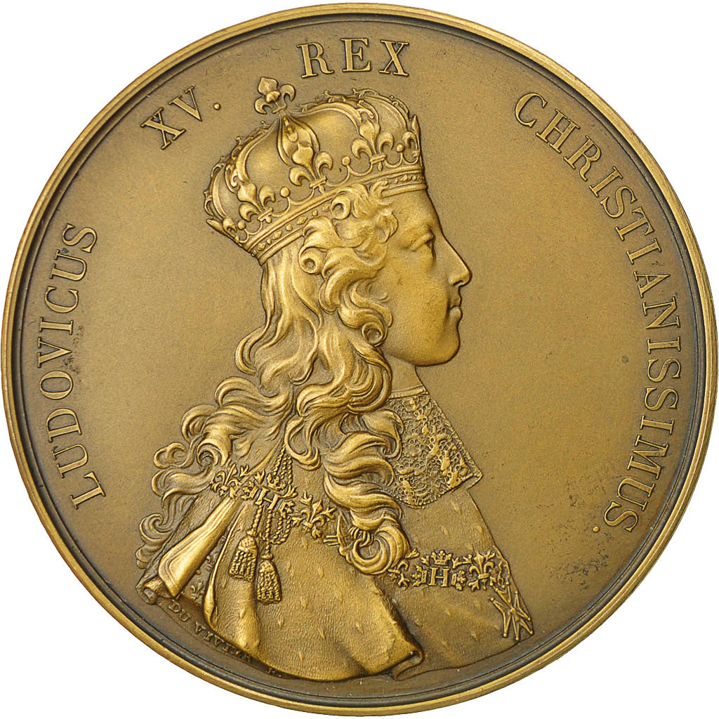 France, Medal, Louis XV, Sacre à Reims, Duvivier, MS(63), Bronze