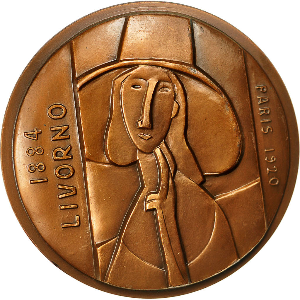 France, Medal, Amédéo Modigliani, 1984, Carrega, AU(55-58), Copper