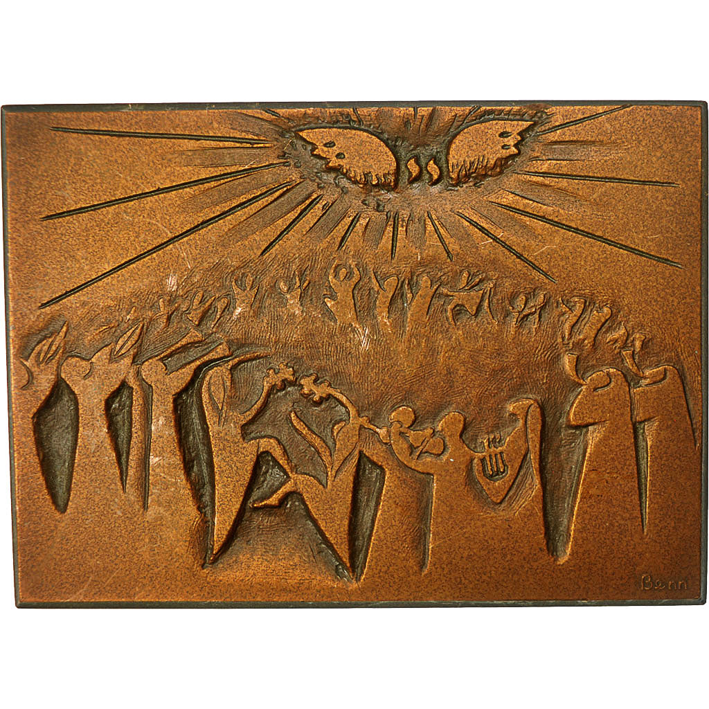 Francia, Medal, Plaque, Hébreux, Psaume CL 3456, 1978, Benn, EBC+, Cobre