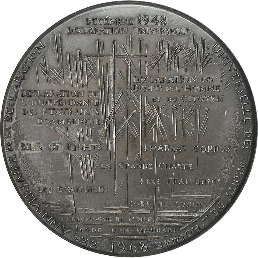 Francja, Medal, XXème Anniversaire de la Déclaration des Droits de l'Homme