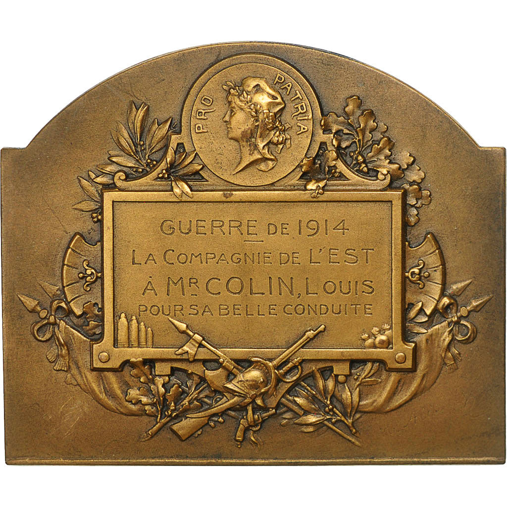 France, Medal, Guerre de 1914, La Compagnie de l'Est, AU(55-58), Bronze