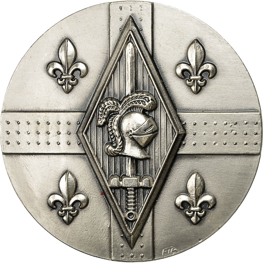 France, Medal, Militaire, Fleurs de lis, Heaume et Epée, AU(55-58), Silvered