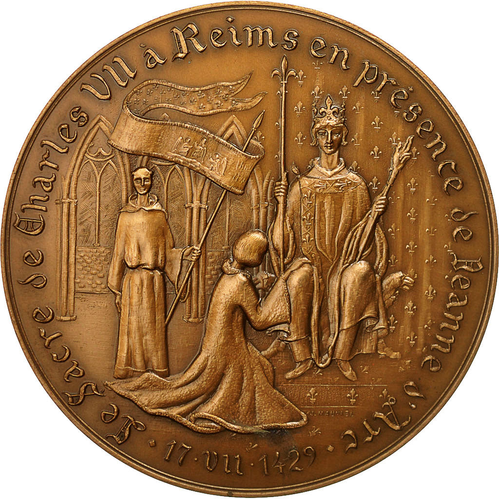 Francia, Medal, Sacre de Charles VII à Reims, Jeanne d'Arc, 1979, Mauviel