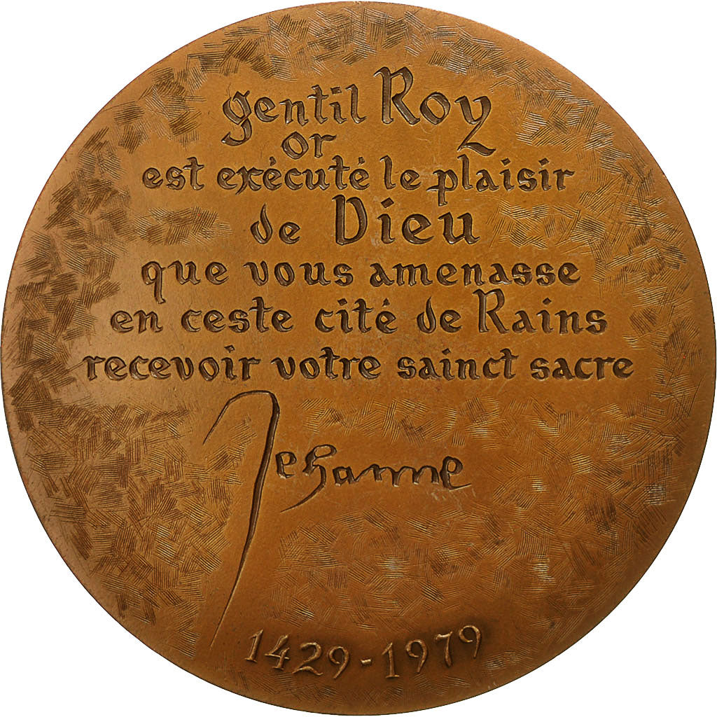 Francia, Medal, Sacre de Charles VII à Reims, Jeanne d'Arc, 1979, Mauviel