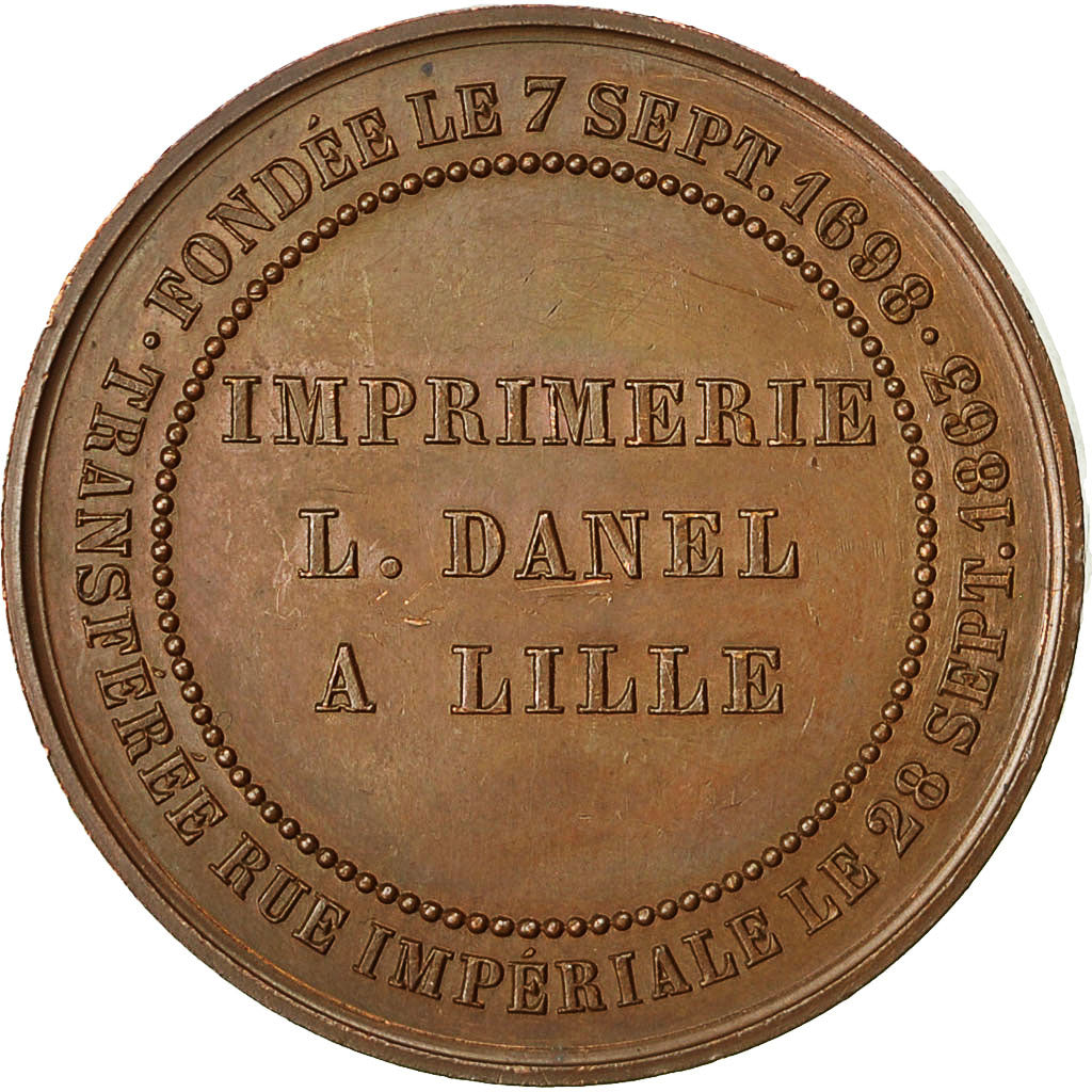 France, Medal, Joannes Guttemberg, Imprimerie Danel à Lille, Gayrard