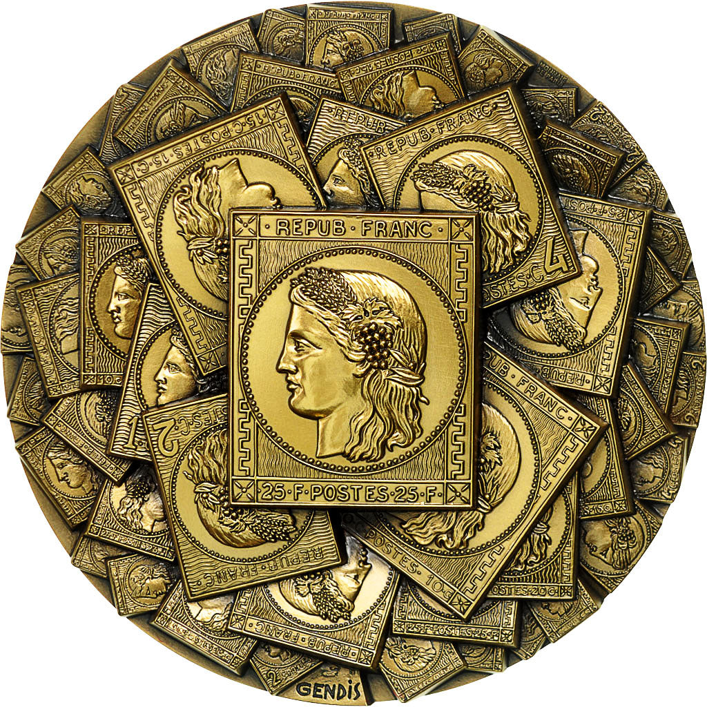 France, Medal, Médaille de Table Calendrier, Timbres Poste, 1999, Gendis