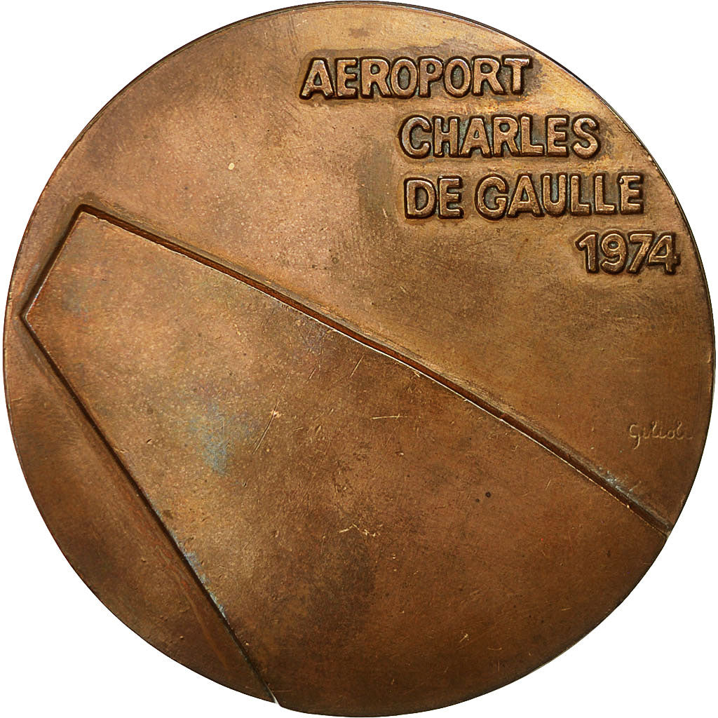 France, Medal, Aéroport Charles de Gaulle, Paris, 1974, Gilioli, AU(50-53)