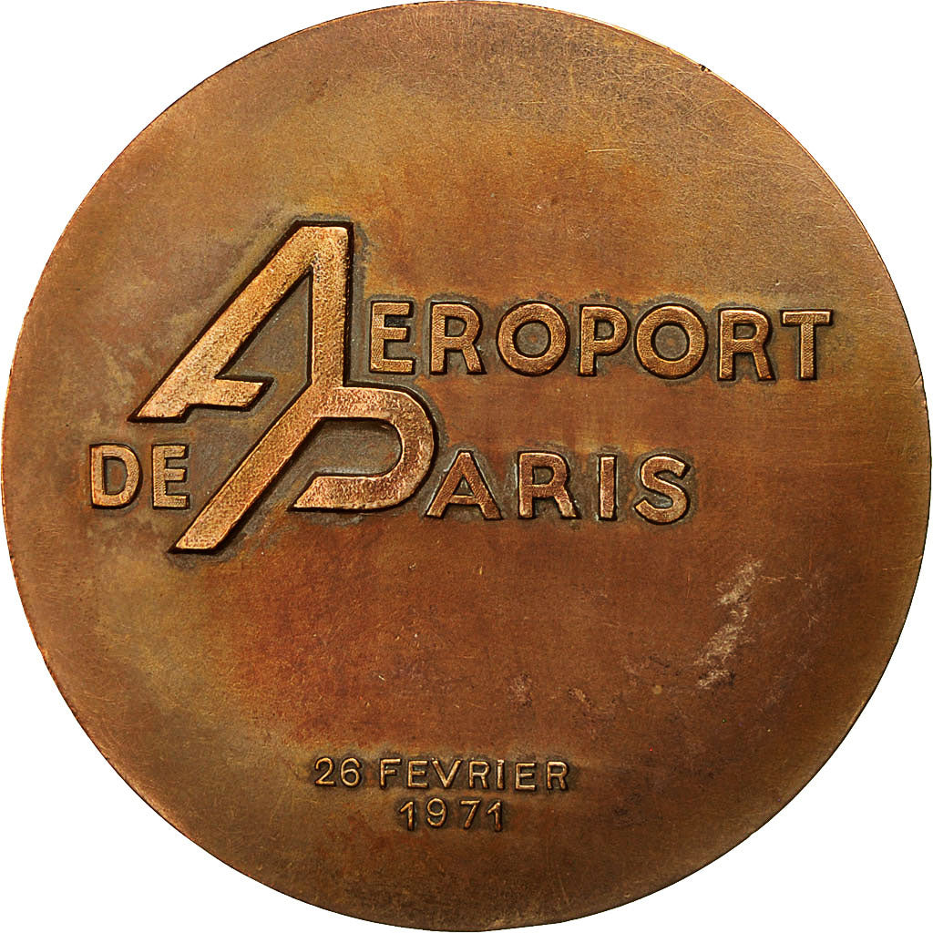 Francja, Medal, Aéroport de Paris, Orly Ouest, 1971, Devigne, AU(50-53), Bronze