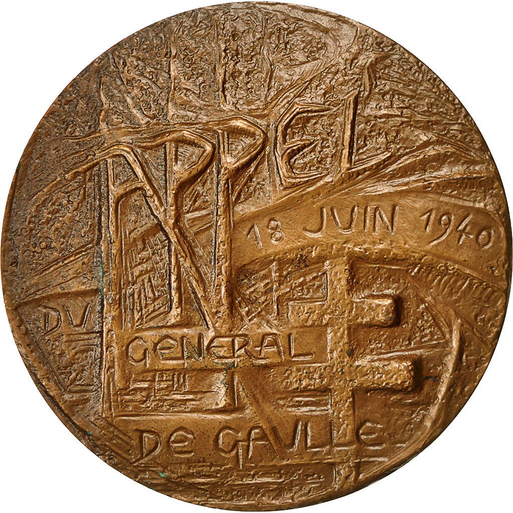 France, Medal, Hommage au Général de Gaulle, l'Appel du 18 juin, 1970, Engels