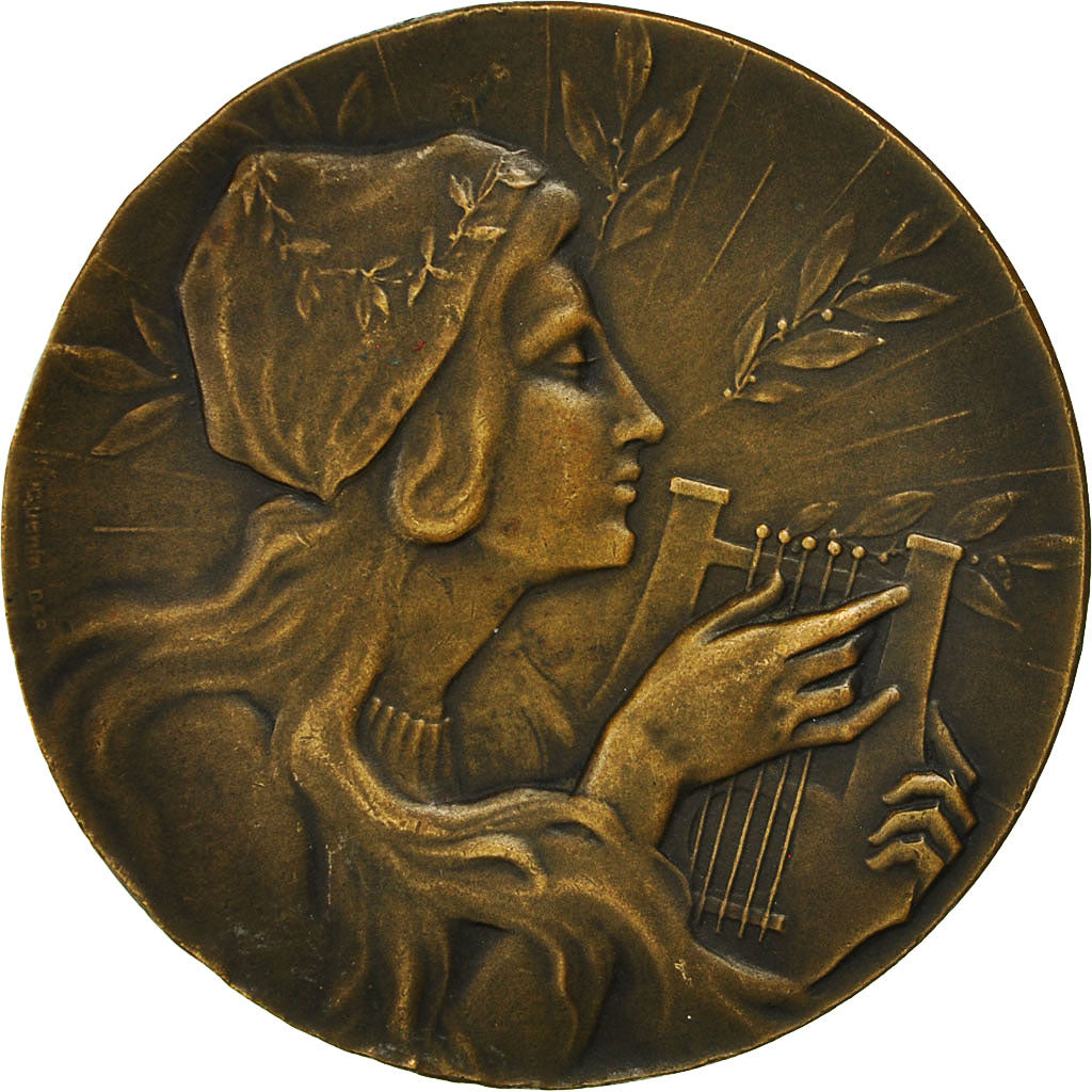 France, Medal, Femme à la Harpe, Guénin, AU(50-53), Bronze