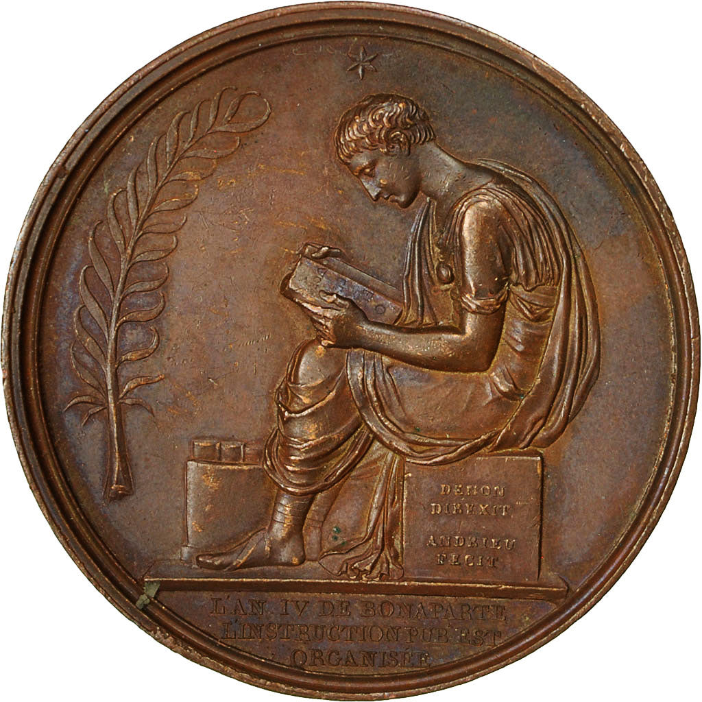 Francia, Medal, Napoléon Bonaparte, l'Instruction Pub.Est organisée, AN 4