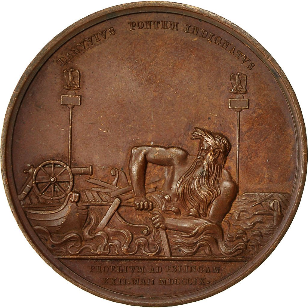 France, Medal, Napoléon Ier, Le Passage du Danube, 1809, Denon, Brenet