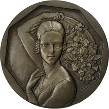 France, Médaille, Art Déco, Femme aux Fleurs, Cochet, SUP, Bronze