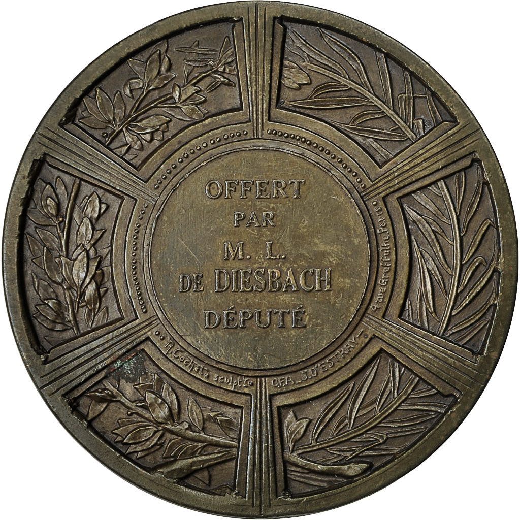 France, Médaille, Art Déco, Femme aux Fleurs, Cochet, SUP, Bronze