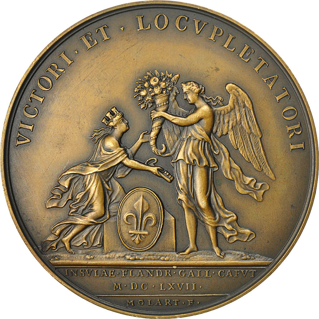 France, Medal, Louis XIV, Prise de Lille (1667), Molart, MS(60-62), Bronze