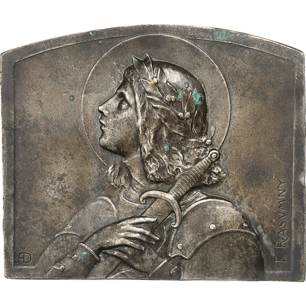 France, Medal, Jeanne d'Arc Cuirassée tenant une épée, Tourcoing, 1921