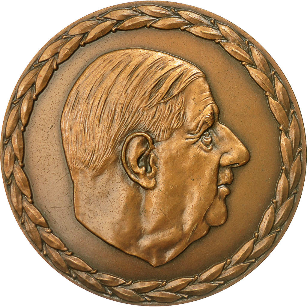 France, Medal, De Gaulle, Au Service de la Patrie, 1978, AU(55-58), Bronze