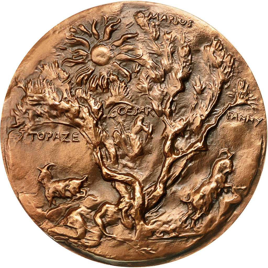 France, Medal, Marcel Pagnol, Académie Française, 1976, Corbin, SPL, Cuivre