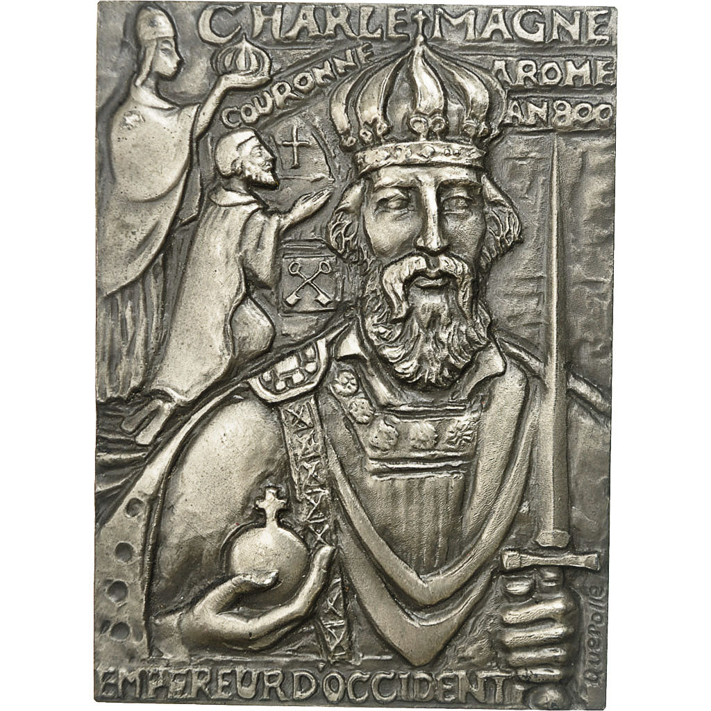 France, Medal, Charlemagne Couronné à Rome (An 800), 1973, Quérolle, SUP