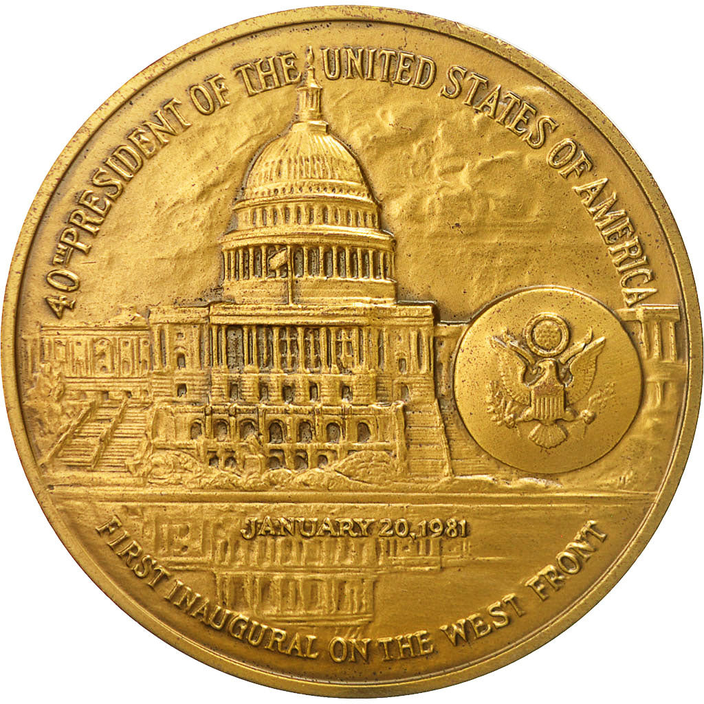 France, Medal, Ronald Reagan, Président des Etats-Unis, 1981, SUP, Bronze