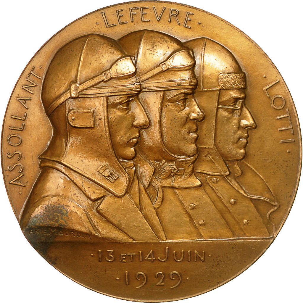 France, Medal, J.Assolant, Traversée de l'Atlantique Nord en 1929, 1978