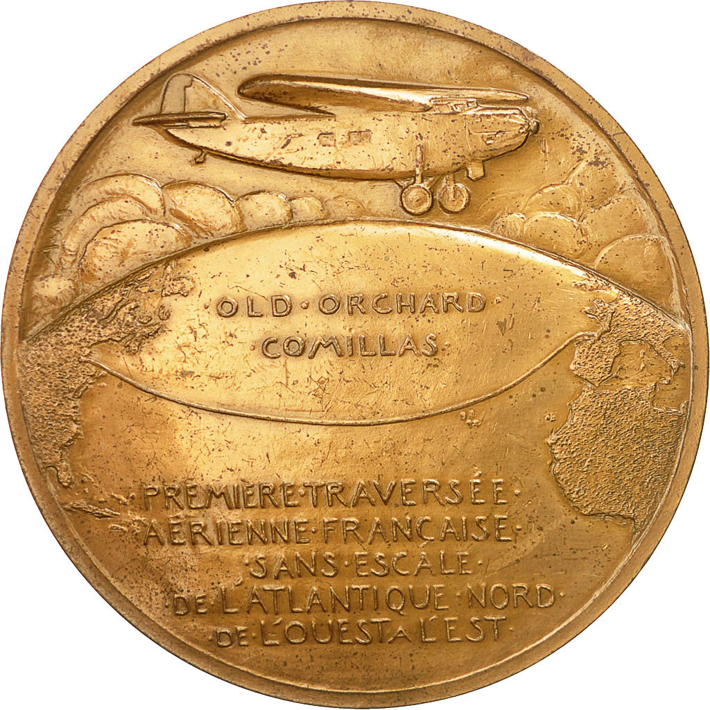 France, Medal, J.Assolant, Traversée de l'Atlantique Nord en 1929, 1978