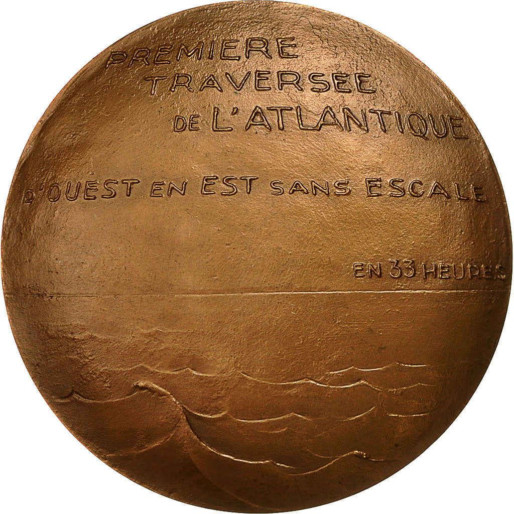 France, Medal, Ch.Lindbergh, 1ère Traversée de l'Atlantique, 1977, Peltier