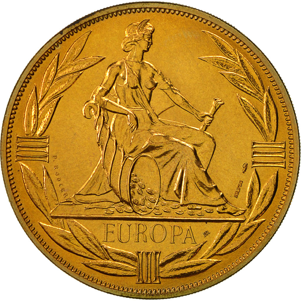 France, Medal, Ecu Europa, Europe Assise, 1984, Rodier, MS(64), Bronze