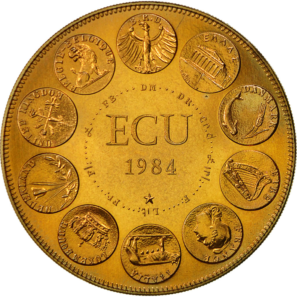 France, Medal, Ecu Europa, Europe Assise, 1984, Rodier, MS(64), Bronze