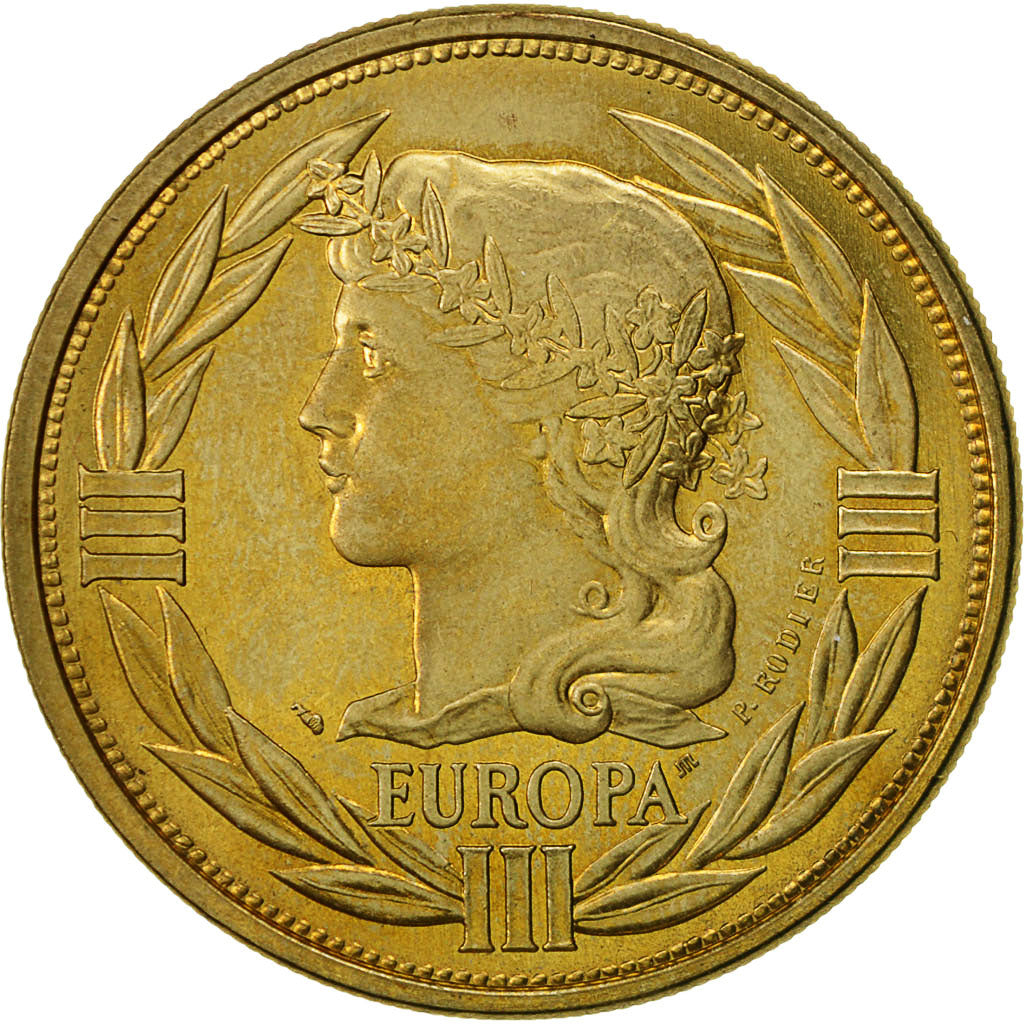 Francia, Medal, Ecu Europa, Marianne, 1993, Rodier, SC+, Cobre - níquel dorado