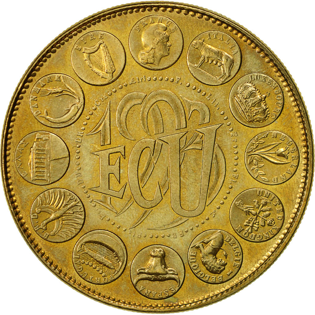 Francia, Medal, Ecu Europa, Marianne, 1993, Rodier, SC+, Cobre - níquel dorado