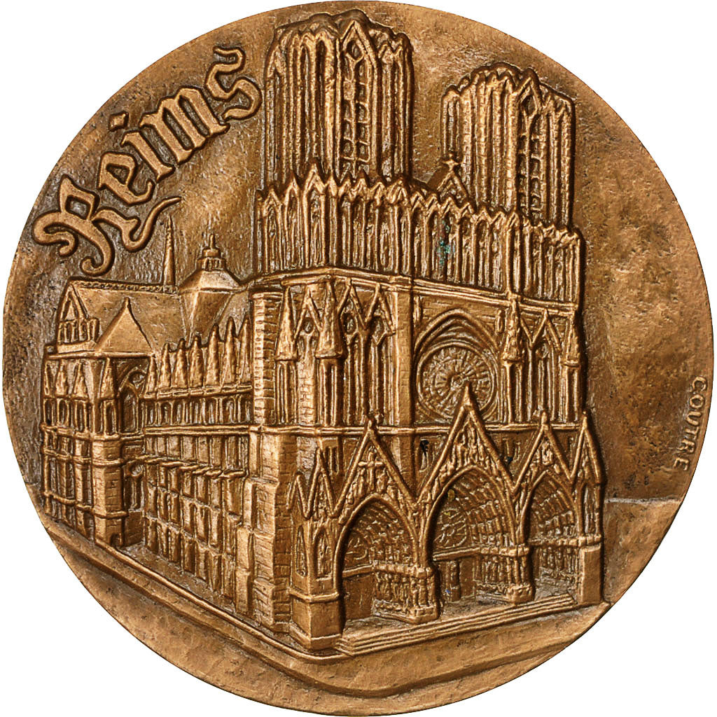 France, Medal, Cathédrale de Reims, 1966, Coutré, AU(55-58), Bronze