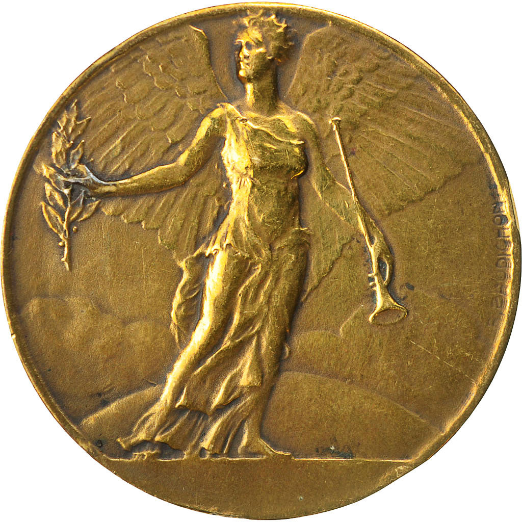 France, Medal, Art Nouveau, Anges, Baudichon, EF(40-45), Bronze
