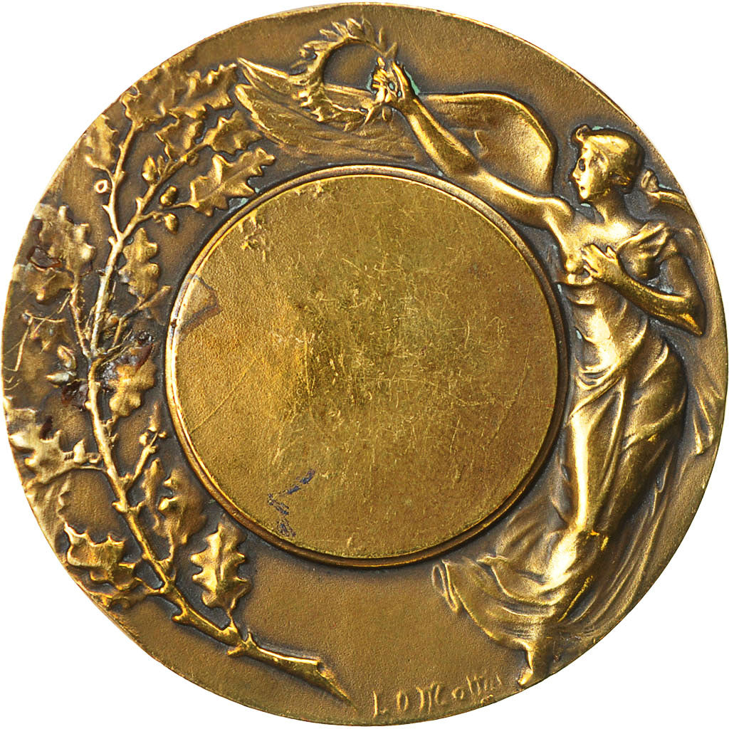 France, Medal, Art Nouveau, Anges, Baudichon, EF(40-45), Bronze