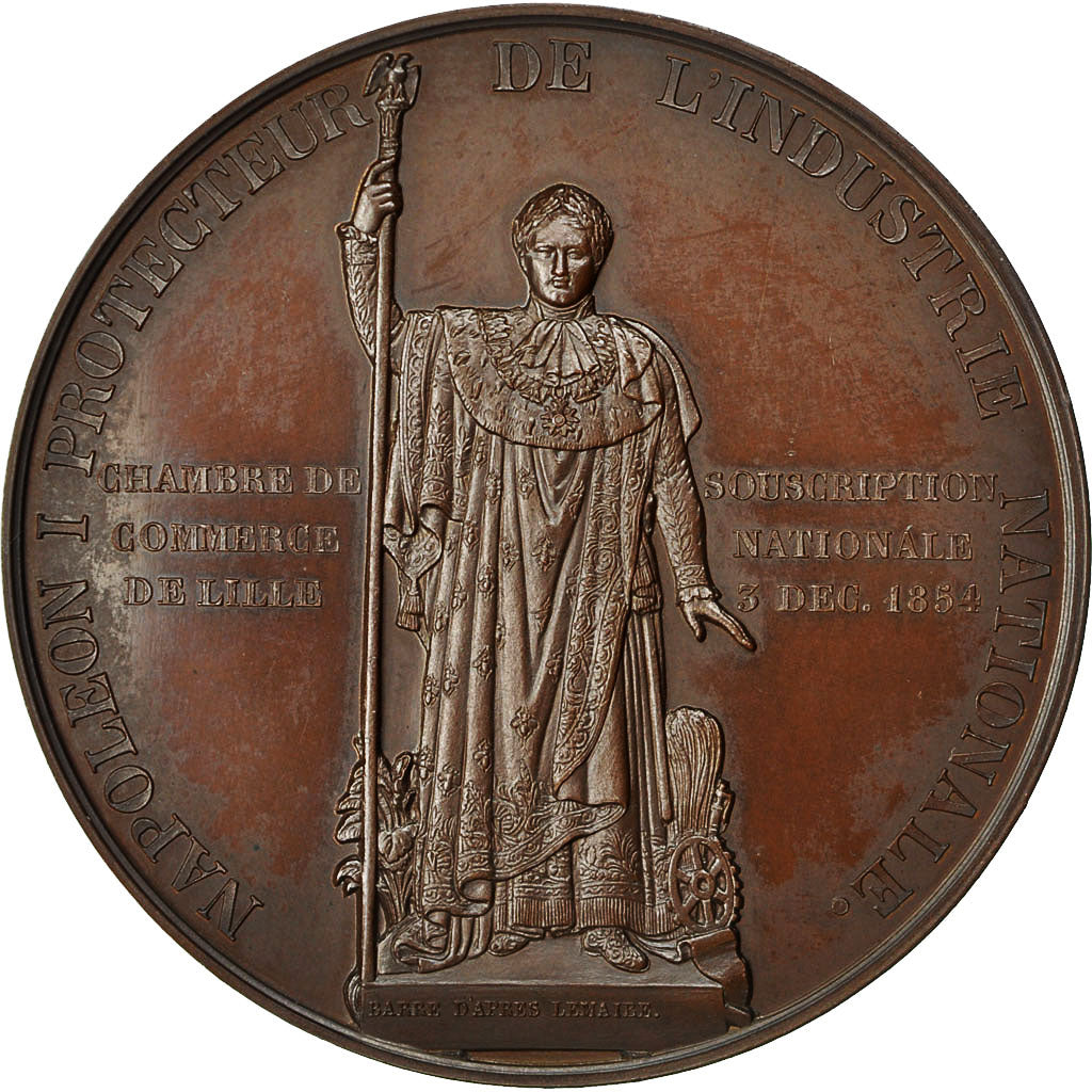 France, Medal, Napoléon III, Statue de Napoléon Ier, 1854, Barre, MS(60-62)
