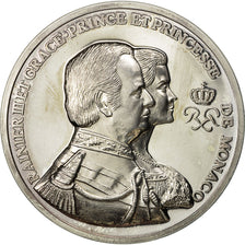Monaco, Medal, Ranieri III et Grace, Prince et Princesse de Monaco, UNC-, Zilver